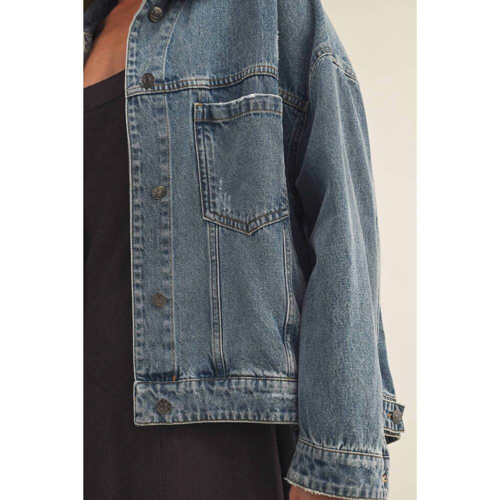 NEW MUSTARD SEED women's addi pleated denim jacket in blue - Picture 5 of 5